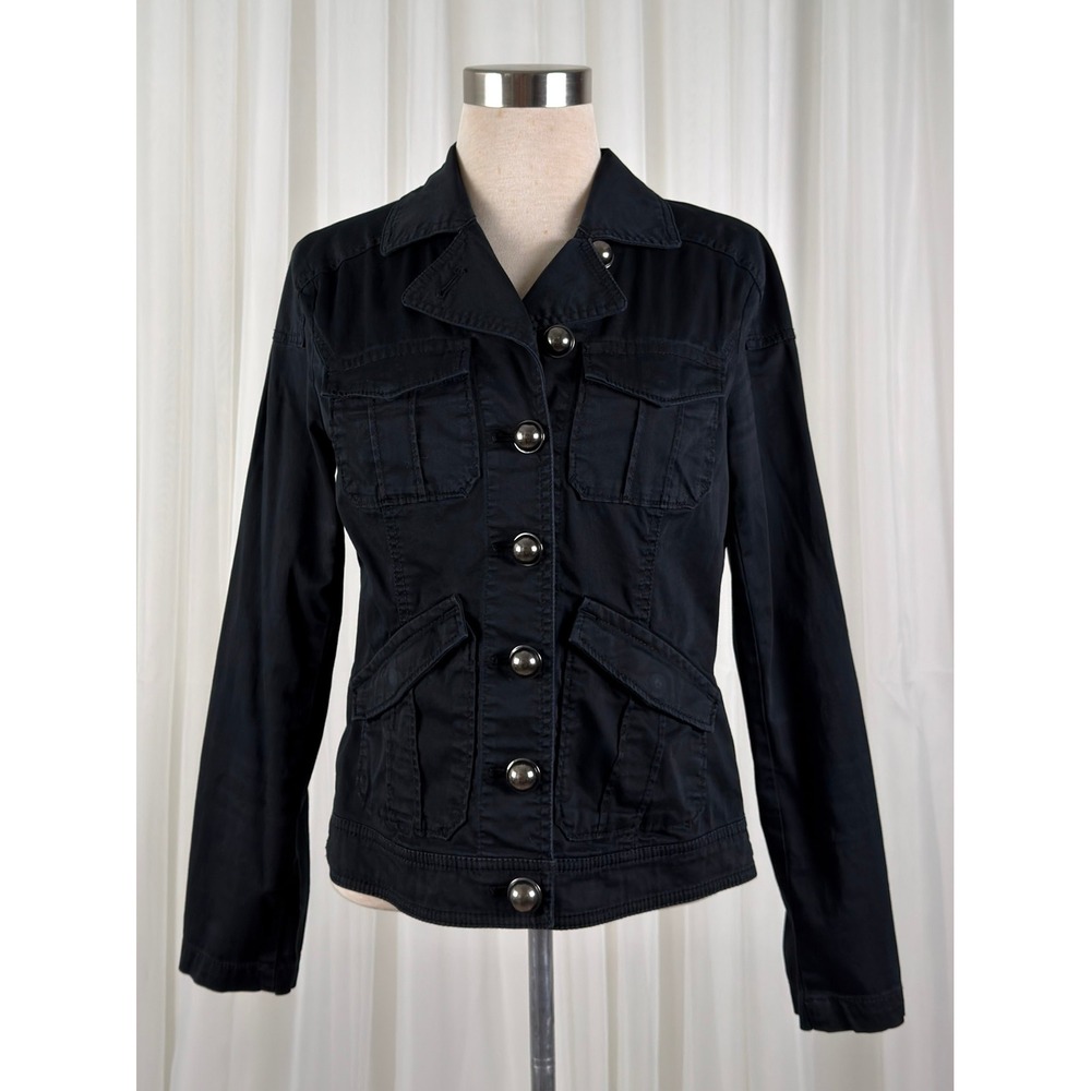 Express Military Utility Button Front Jacket Womens Black Small - Picture 1 of 7